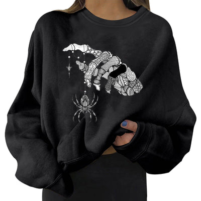 Skull Skeleton Print Oversize Damen Sweatshirt