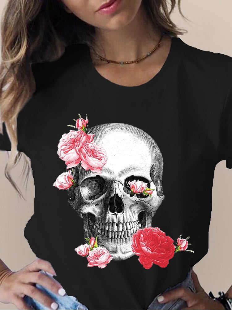 Casual Damen Shirt mit Skull Butterfly Motiv oder auch anderen Motiven lieferbar