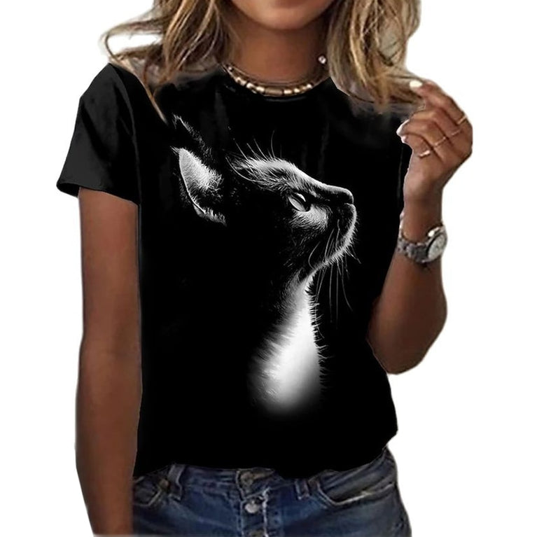 Tolles Damen Shirt mit verschiedenen Katzen Druckmotiven