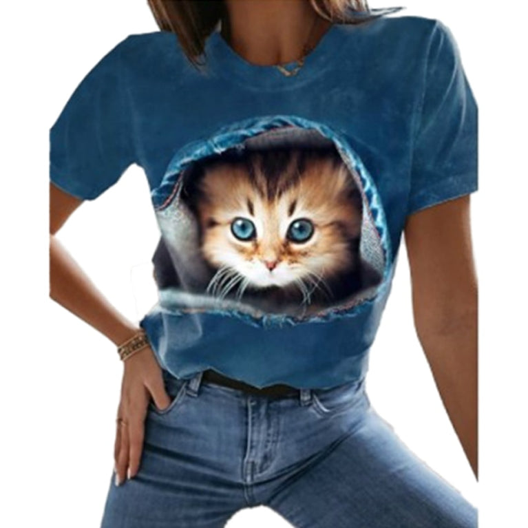 Tolles Damen Shirt mit verschiedenen Katzen Druckmotiven