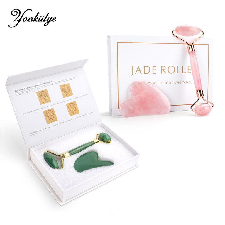 Jade Roller Gesichtsmassagegerät für Gesicht und Körper