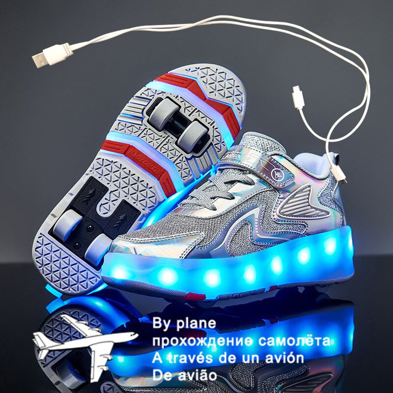 Neue USB Schuhe mit Rollen für Jungen und Mädchen, LED Licht