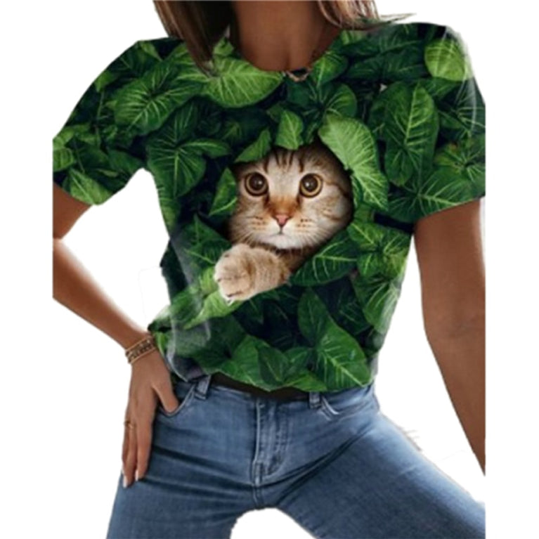 Tolles Damen Shirt mit verschiedenen Katzen Druckmotiven