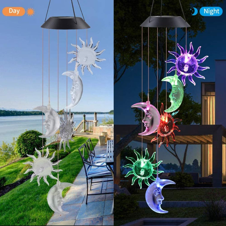 Farbwechselnde Solar-Windspiel-Kristallkugel-Kolibri-Windspiel-Lampe, wasserdicht, für den Außenbereich, für die Gartendekoration im Innenhof