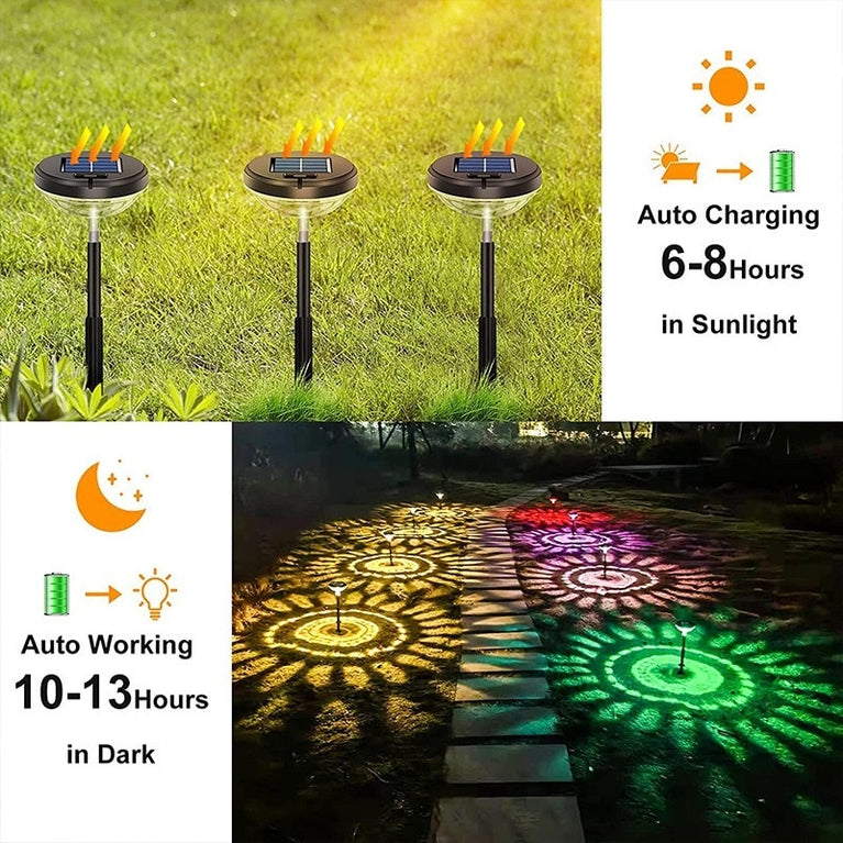 Gartenleuchten Solar-LED-Licht im Freien wasserdichte RGB-Farbwechsel-Solarweg-Rasenlampe für Gartendekor-Landschaftsbeleuchtung