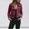 Revers Diagonal Kurze Pu Lederjacke