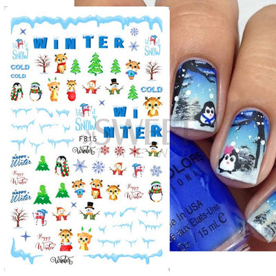 Winter Snowy Nails Art Design