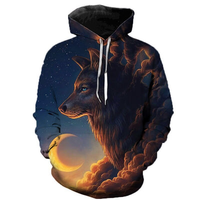 3D Wolf Herren Hoodie