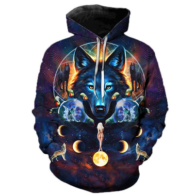 3D Wolf Herren Hoodie