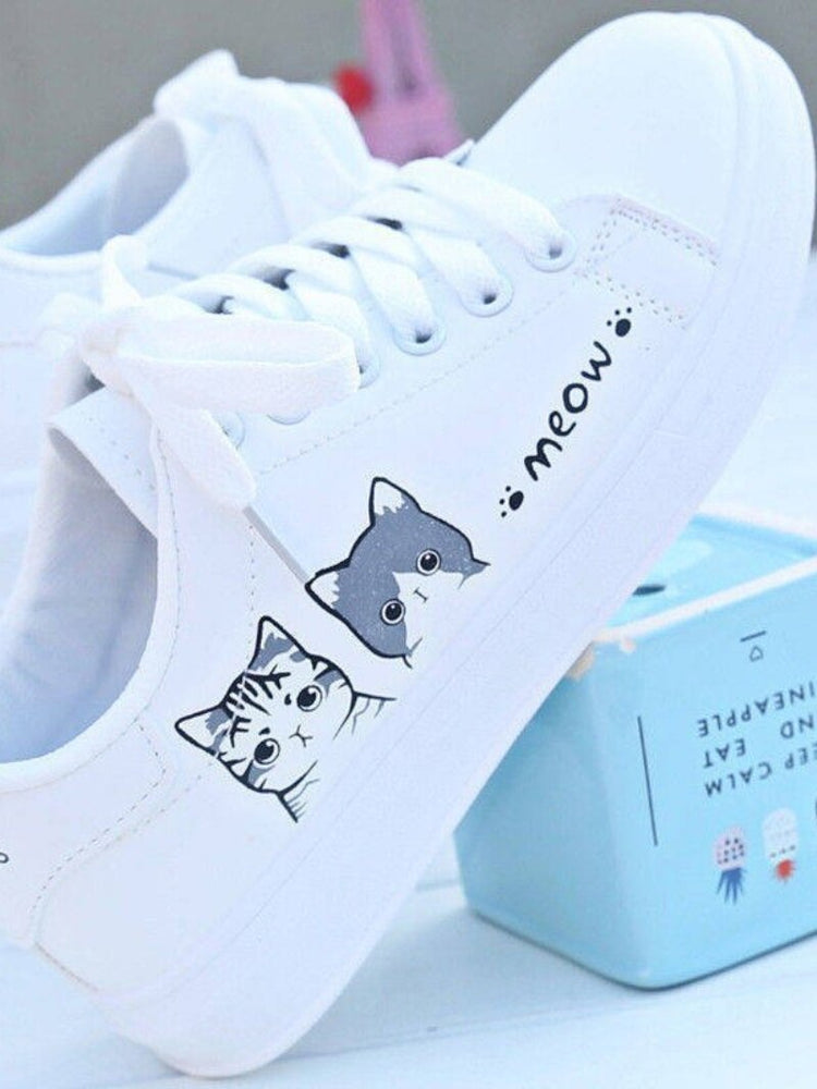 Damen Sneakers  mit Katzenmotiv