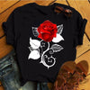 Rote Rosen T-Shirt für Damen