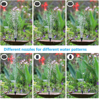 2,5-W-Solarbrunnenpumpe mit 6 Düsen und 4-Fuß-Wasserrohr, solarbetriebene Pumpe für Vogeltränke, Teich, Garten und andere Orte
