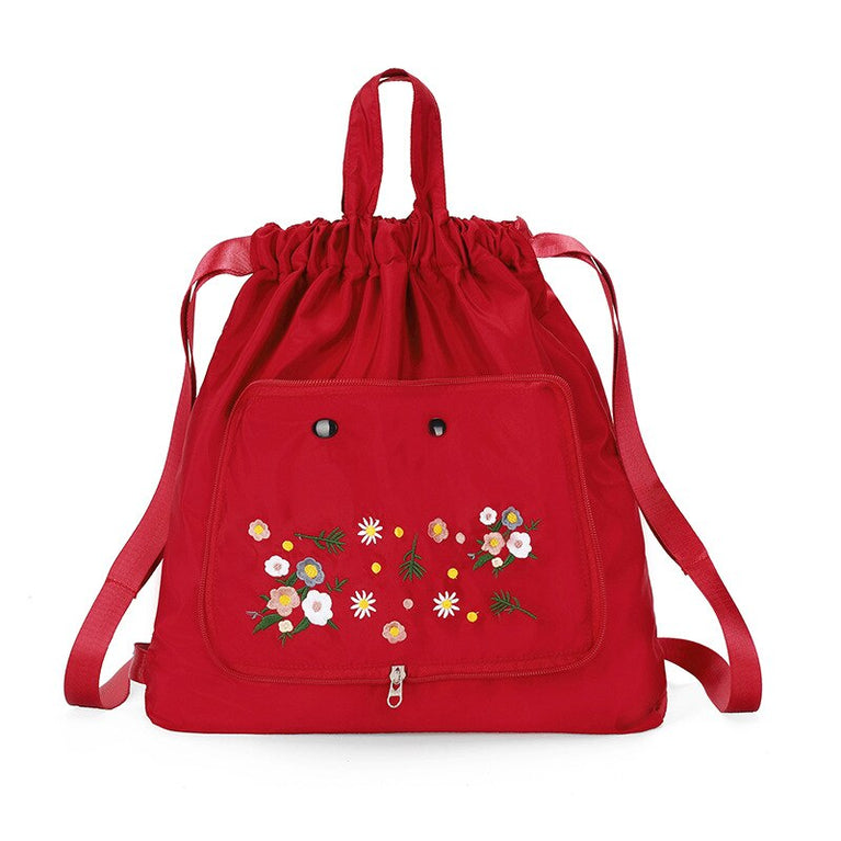 Damen-Schulter-Rucksack mit Kordelzug und Blumenmuster