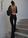 Black Sexy Backless Damen Jumpsuit