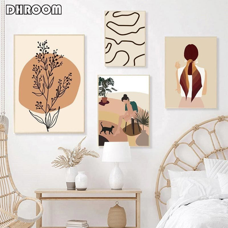 Abstrakte Linien Botanische Boho Poster