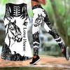 Love Horse Black Tatoo 3D gedrucktes hohles Tanktop & Leggings Set Fitness Damen